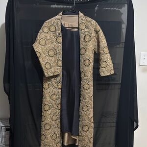 Pakistani Indian formal Elegant Gold Patterned Women's dress (3 piece)